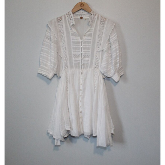 FP One Free People Sydney Dress Ivory Crochet Lace No Belt Womens Size XS H14560 - Picture 2 of 16